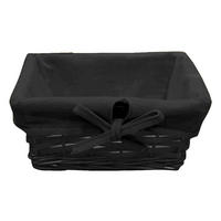 KOŠÍK DO REGÁLU, čierna - čierna, Basics, drevo/textil (25/25/10cm) - Ambia Home