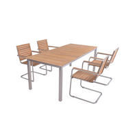 GARTENTISCHGRUPPE  - Silberfarben/Braun, Basics, Holz/Metall - Gardenson