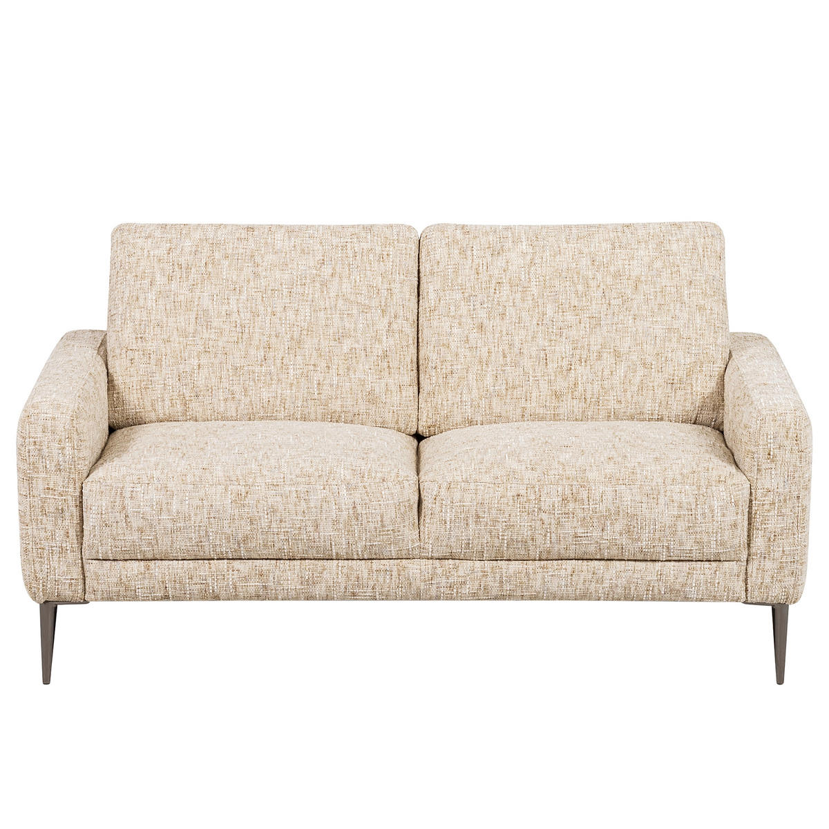 2-SITZER-SOFA Webstoff Beige  - Beige/Schwarzchrom, Design, Textil/Metall (157/85/92cm) - Livetastic