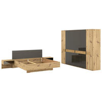 SCHLAFZIMMER Braun, Eiche Bianco  - Eiche Bianco/Braun, Design, Glas/Holz (180/200cm) - Musterring
