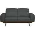 3-SITZER-SOFA in Leder Grau - Schwarz/Grau, Design, Leder/Holz (205/76-97/102cm) - Novel
