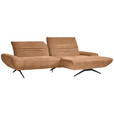 ECKSOFA  in Chenille Aprikose  280/170-195 cm  - Aprikose/Schwarz, Design, Textil/Metall (280/170-195cm) - Dieter Knoll