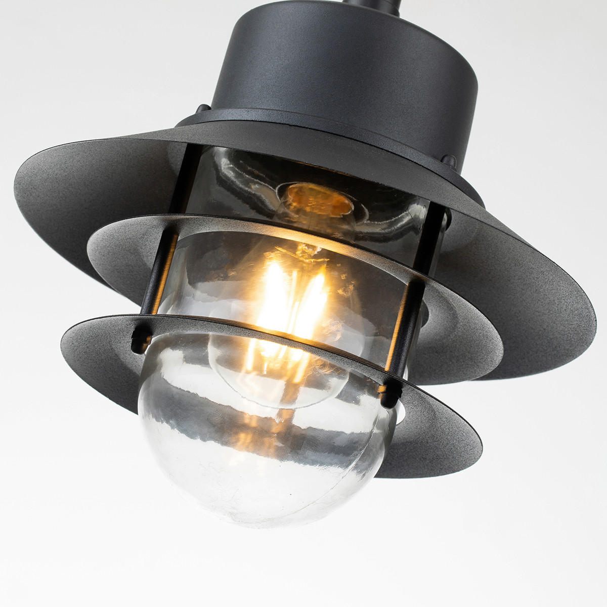 AUSSENHÄNGELEUCHTE Copenhagen 22/25.1 cm  - Schwarz, Konventionell, Glas/Metall (22/25.1cm) - Elstead Lighting