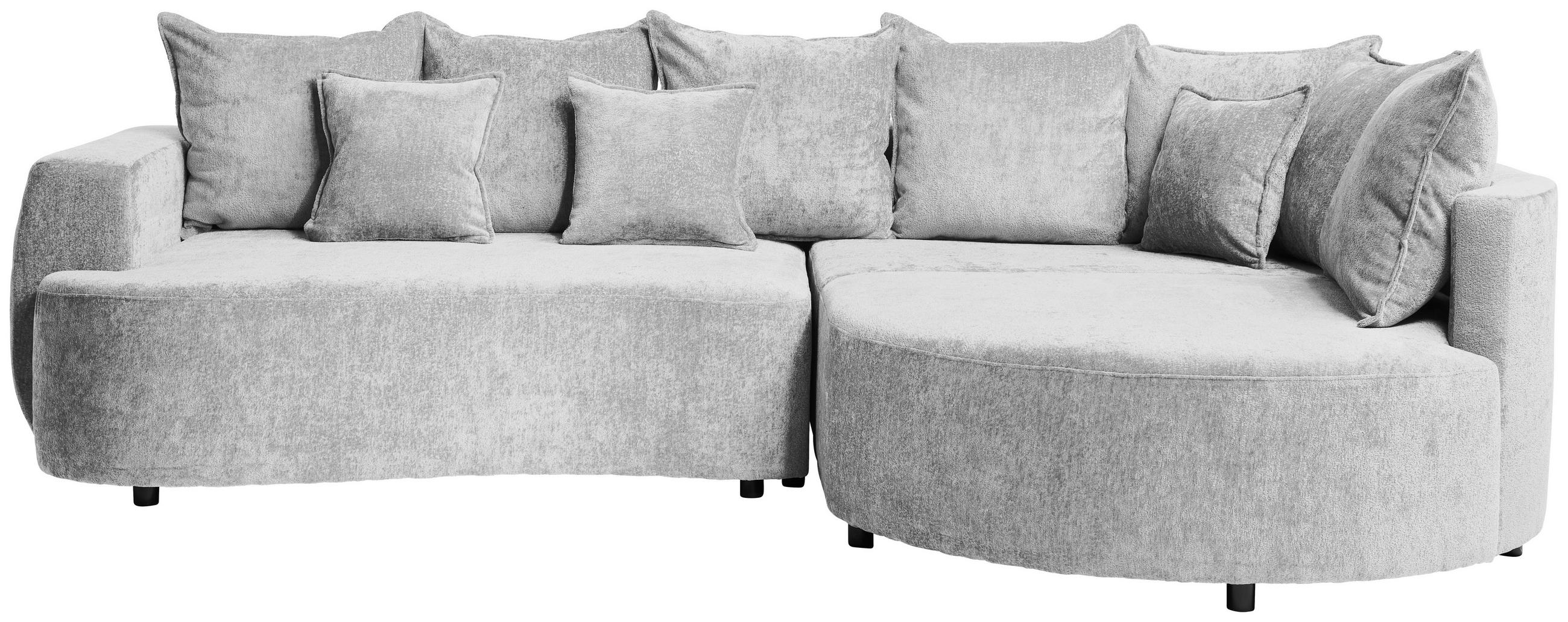 ECKSOFA Hellgrau Chenille  - Hellgrau/Schwarz, Design, Kunststoff/Textil (307/194cm) - Carryhome