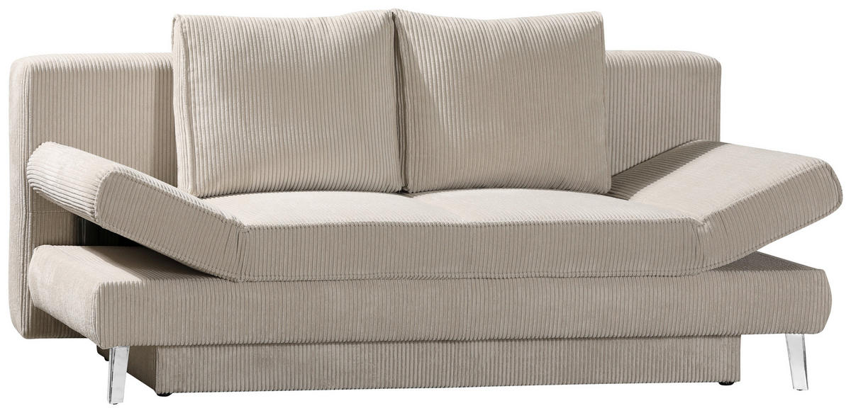 SCHLAFSOFA in Cord Naturfarben  - Chromfarben/Naturfarben, Design, Textil/Metall (200/85/90cm) - Xora