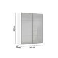 SCHWEBETÜRENSCHRANK 181/223/67 cm 2-türig Grau, Weiß  - Alufarben/Weiß, KONVENTIONELL, Glas/Holzwerkstoff (181/223/67cm) - Novel
