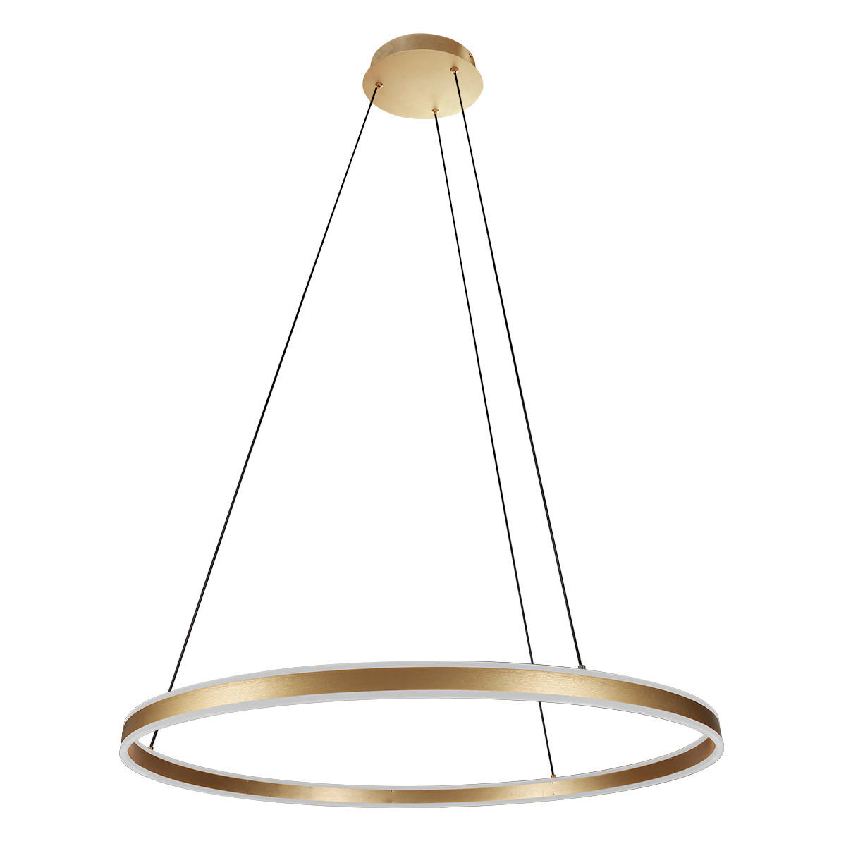 XXXLutz Led-Pendelleuchte Ringlux Weiß, Gold 50-190 cm