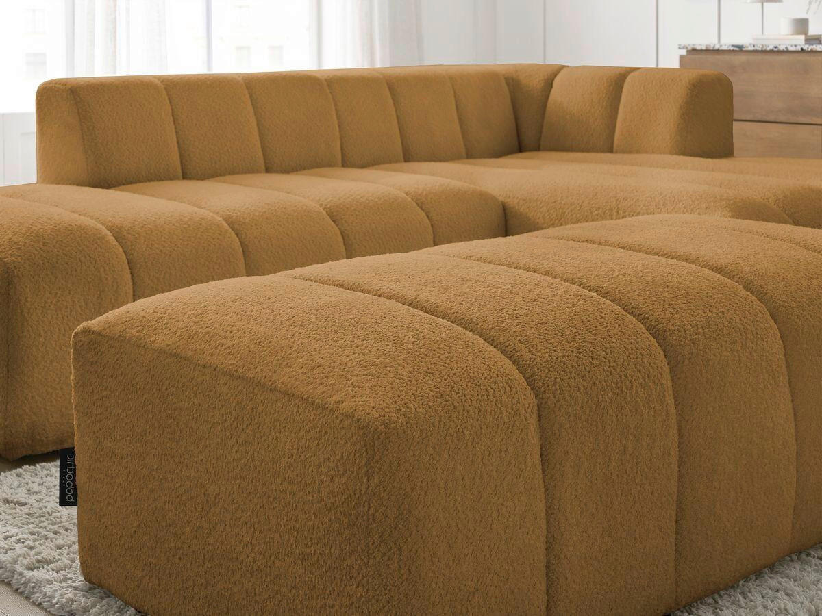 ECKSOFA Ottomane rechts  ANNECY Gelb Bouclé  - Gelb/Schwarz, MODERN, Kunststoff/Textil (262/170cm)