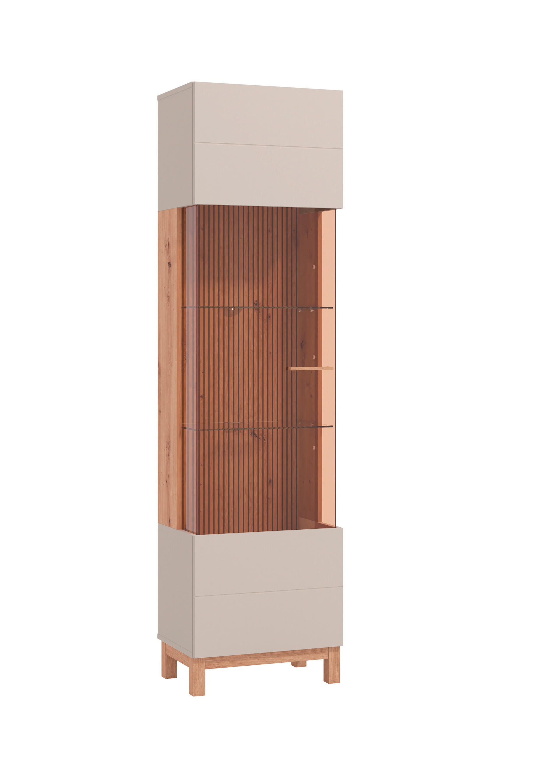 Hom`in VITRÍNA, kašmírová, dub artisan, 51,5/35/191,5 cm