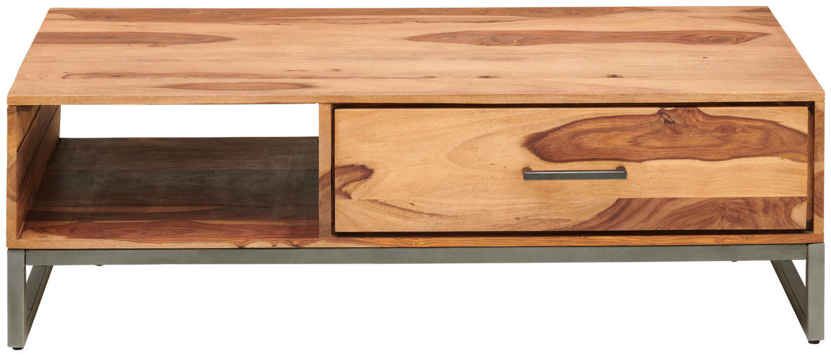 COUCHTISCH Craft Line Sheesham massiv 60/120/38 cm rechteckig Naturfarben, Anthrazit  - Anthrazit/Naturfarben, LIFESTYLE, Holz/Metall (60/120/38cm) - MID.YOU
