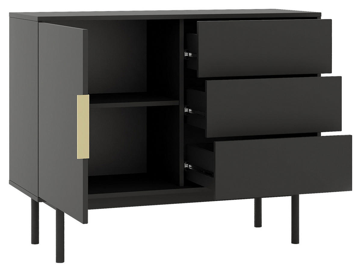 KOMMODE Viva  in 104/82/39 cm  - Goldfarben/Schwarz, Design, Holzwerkstoff/Metall (104/82/39cm) - Xora