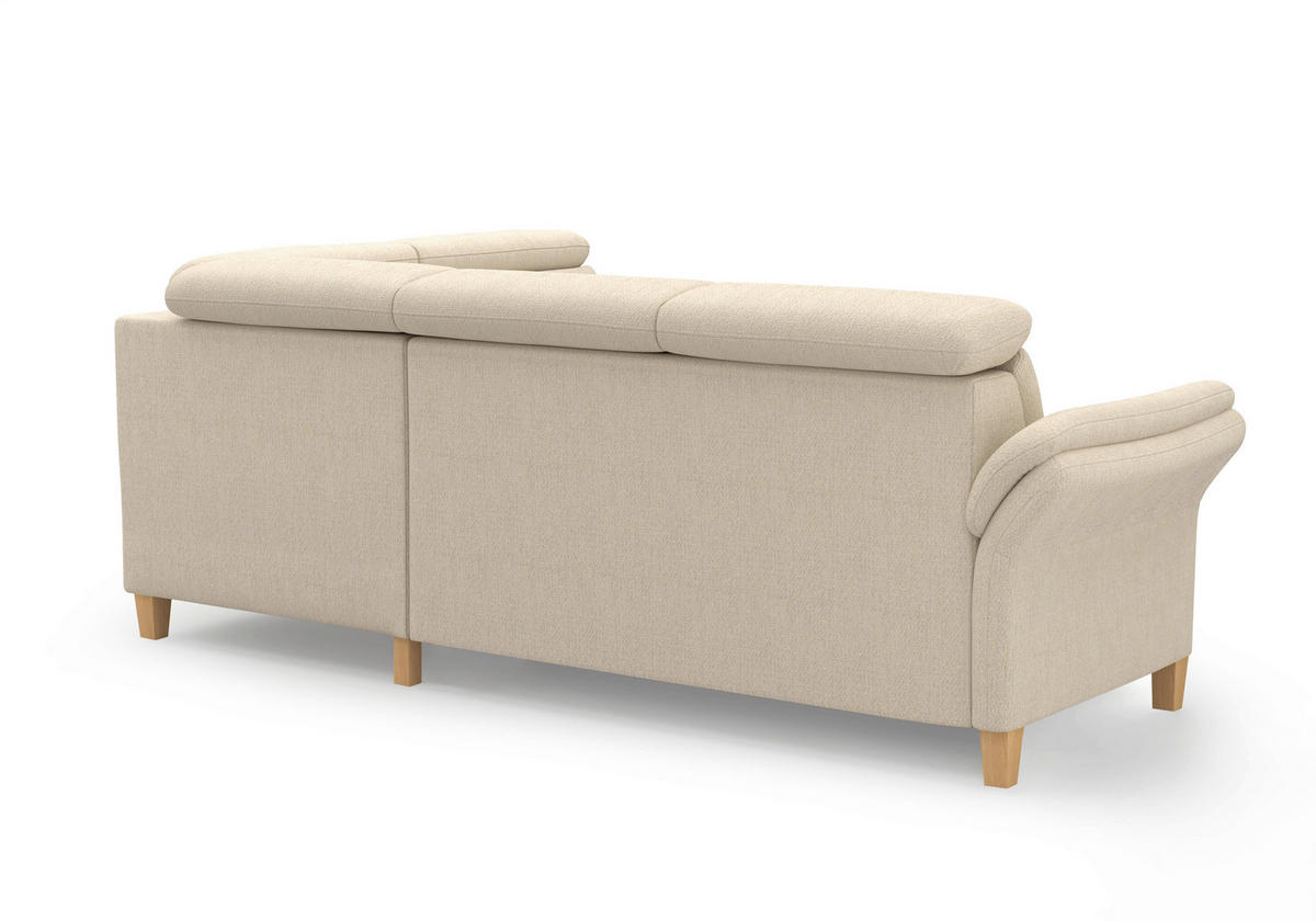 ECKSOFA GLENDALE E Sandfarben Chenille  - Sandfarben/Eichefarben, KONVENTIONELL, Holz/Textil (247/193cm) - Sit & More