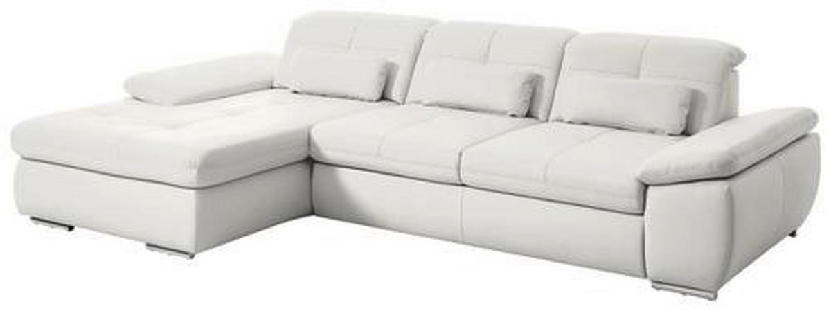 ECKSOFA in Echtleder Weiß  195/325 cm  - Edelstahlfarben/Weiß, Design, Leder/Metall (195/325cm) - Beldomo Speed