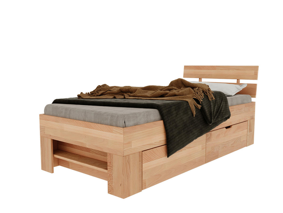STAURAUMBETT 90/200 cm  in Kernbuche  - Kernbuche, Natur, Holz (90/200cm) - Livetastic
