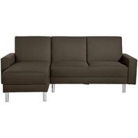 ECKSCHLAFSOFA inkl. Hocker in Braun Textil   - Chromfarben/Braun, Konventionell, Textil/Metall (152/230cm) - Max Winzer