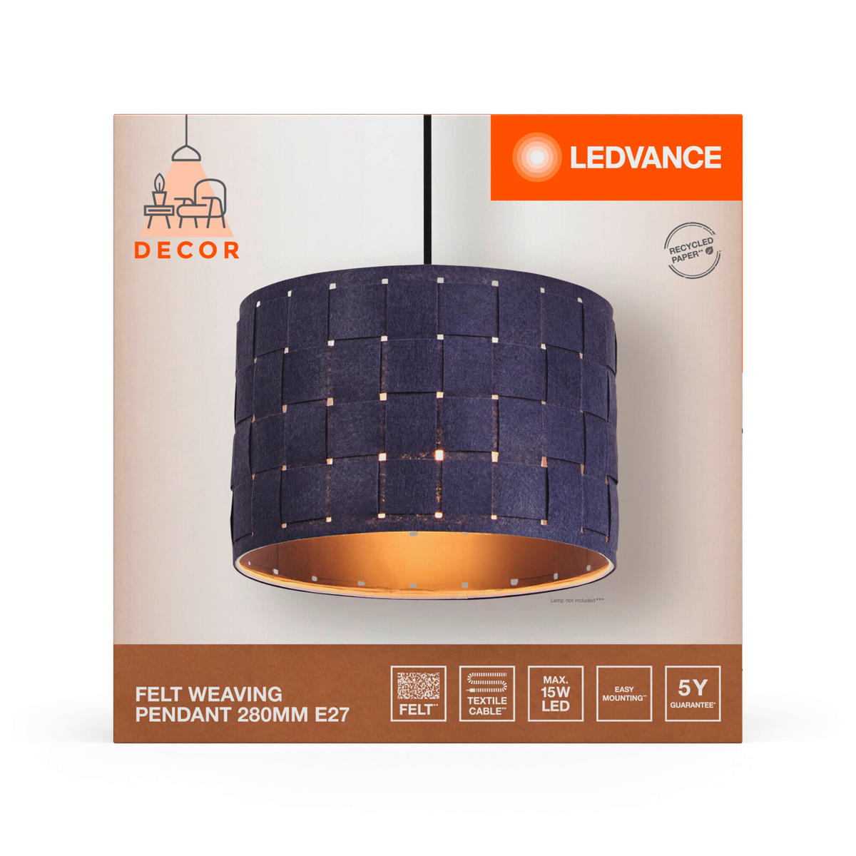 PENDELLEUCHTE 28/121 cm   - Dunkelgrau, KONVENTIONELL, Naturmaterialien/Metall (28/121cm) - Ledvance