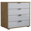 KOMÓD 80/70/43 cm  - Bianco tölgy/fekete, Konventionell, faalapú anyag/Üveg (80/70/43cm) - Dieter Knoll