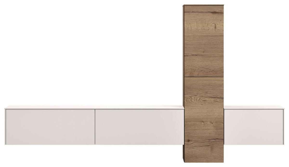 WOHNWAND  in Eichefarben, Hellgrau  282/160/37 cm  - Eichefarben/Hellgrau, Design, Holzwerkstoff (282/160/37cm) - Celina Home