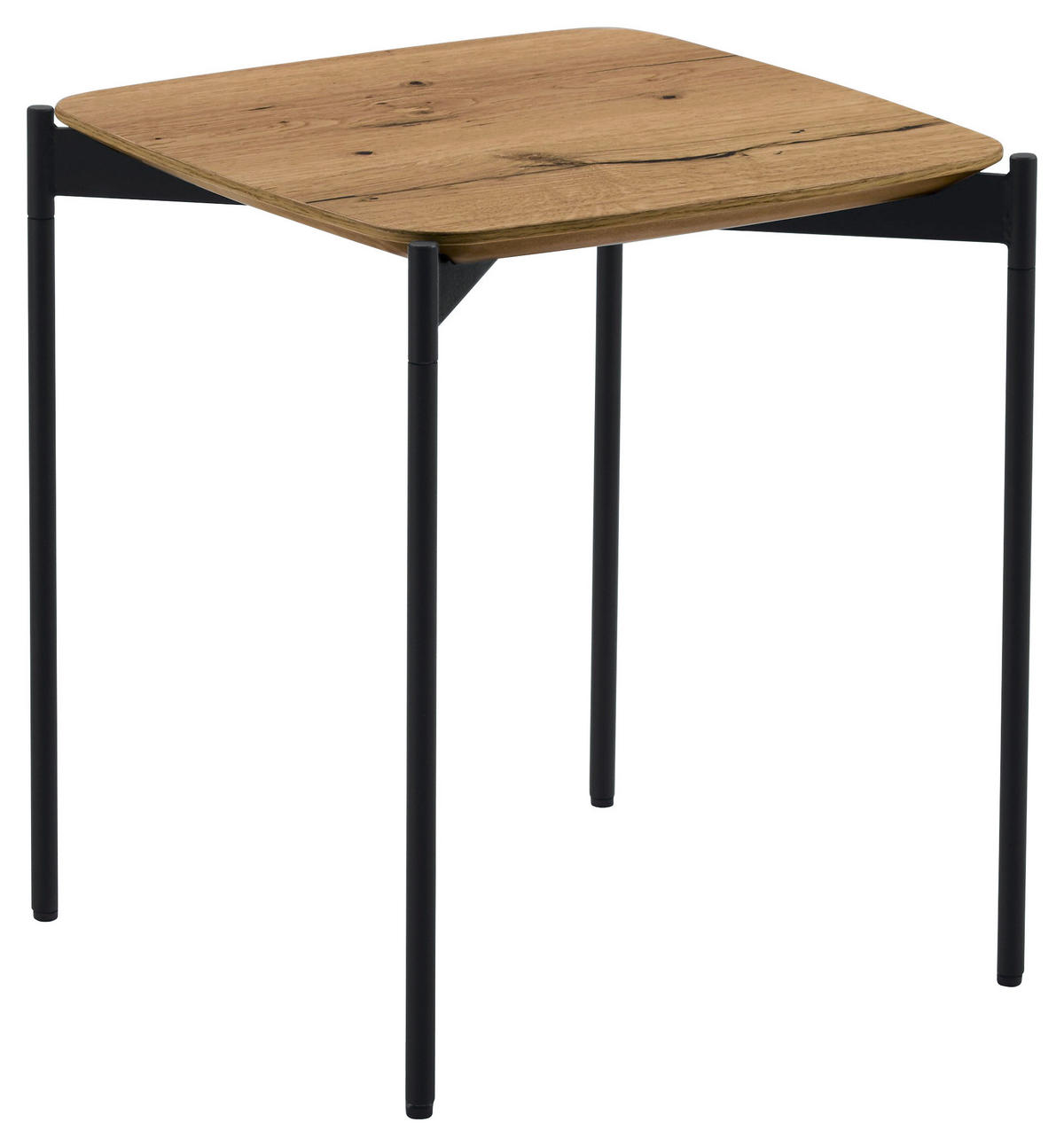 BEISTELLTISCH in Holz, Metall 43/43/49 cm  - Eichefarben/Schwarz, Design, Holz/Metall (43/43/49cm) - Venjakob