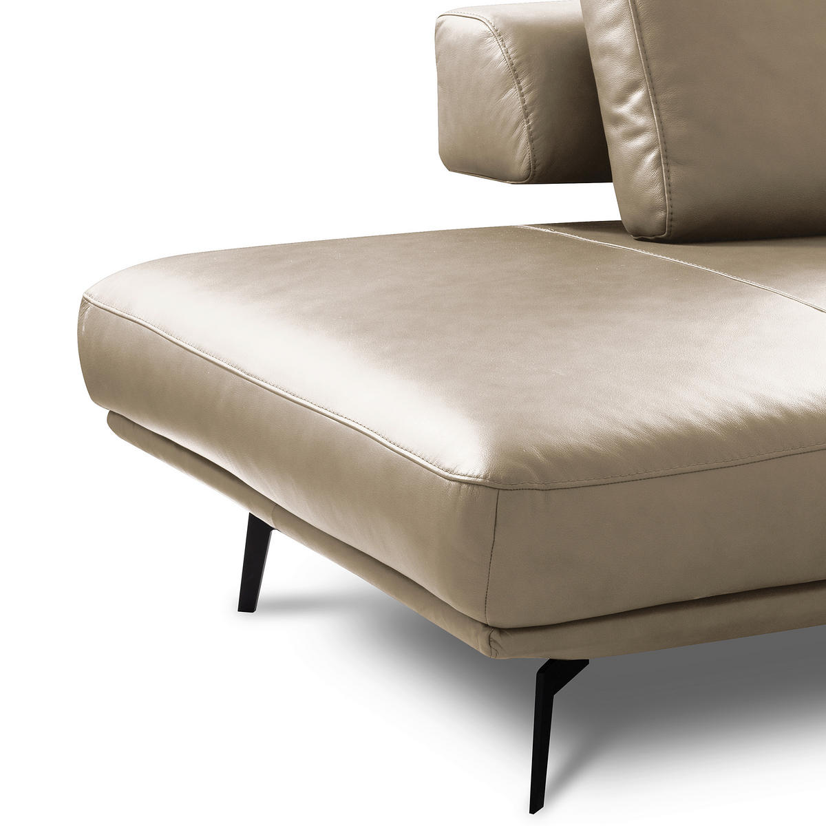 ECKSOFA  in Echtleder Creme  237/306 cm  - Creme/Schwarz, Design, Leder/Metall (237/306cm) - Livetastic