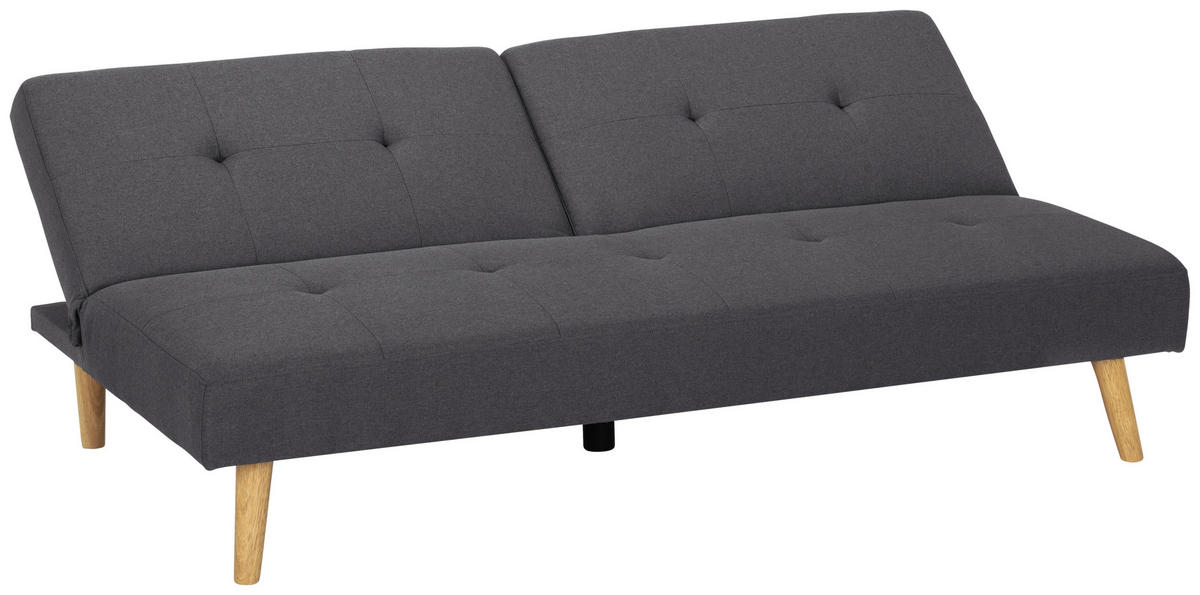 ROZKLÁDACÍ POHOVKA, textil, tmavě šedá - tmavě šedá/přírodní barvy, Basics, dřevo/textil (178/76/88cm) - MID.YOU