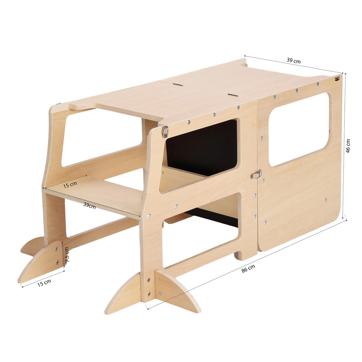 LERNTURM MAE LEARNING TOWER 2 IN 1  - Schwarz/Kieferfarben, KONVENTIONELL, Holz (49/40/92cm)