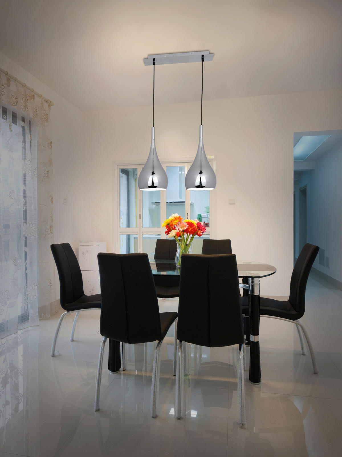 HÄNGELEUCHTE STYLE 40/8/140 cm   - Chromfarben, Trend, Metall (40/8/140cm) - Sonax