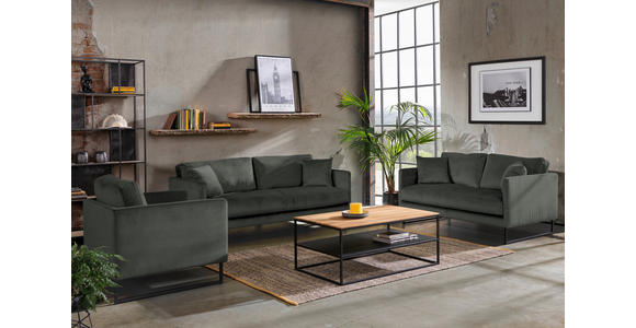 2-SITZER-SOFA in Samt Dunkelgrau  - Dunkelgrau/Schwarz, Design, Textil/Metall (150/78/84cm) - Carryhome