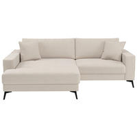 ECKSOFA TED Creme Cord Zierkissen  - Creme/Schwarz, Trend, Textil/Metall (174/228cm) - P & B