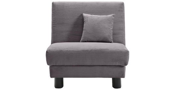 SCHLAFSESSEL Cord Grau Fußauswahl, Stoffauswahl, Liegefunktion Zierkissen  - Schwarz/Grau, Design, Textil/Metall (85/85/100cm) - Carryhome