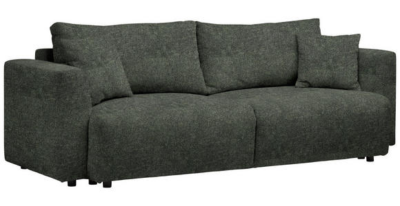 SCHLAFSOFA Velours Dunkelgrün Zierkissen, Rückenkissen, Bettkasten, Schlaffunktion, Rücken echt  - Dunkelgrün/Schwarz, Design, Kunststoff/Textil (250/92/105cm) - Carryhome