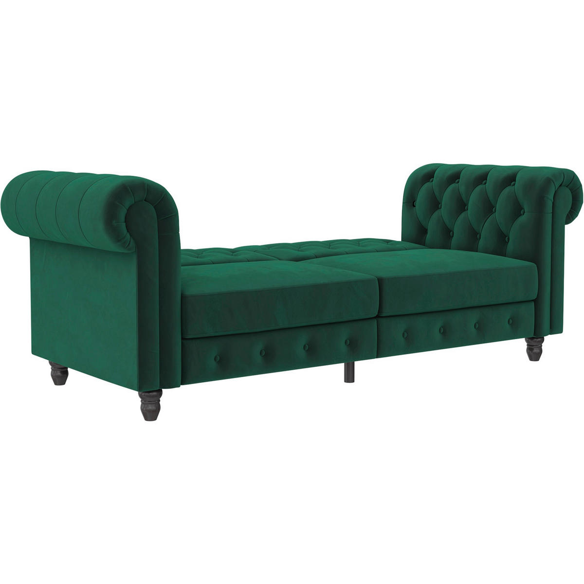 SCHLAFSOFA FIRENZE in Velours Dunkelgrün Vintage, Skandinavisch, Modern  - Dunkelgrün/Schwarz, Basics, Holz/Textil (236/83/87cm) - Livetastic