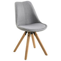 STOLICA  siva  drvo, metal, tekstil      - siva/boje hrasta, Design, drvo/metal (48/85/55cm) - Carryhome