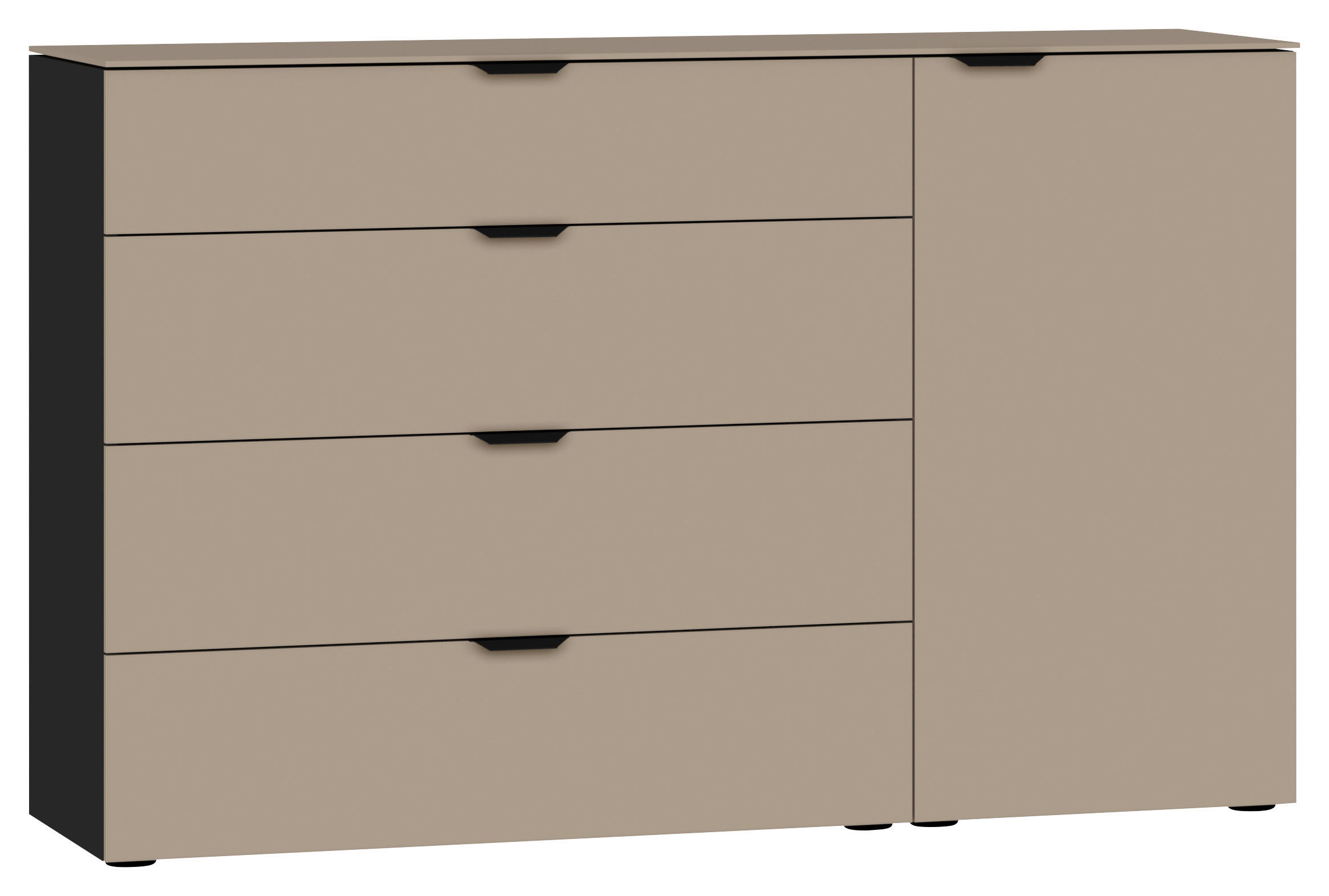 SIDEBOARD 135/87/43 cm  in Schwarz, Hellbraun  - Hellbraun/Schwarz, Design, Glas/Holzwerkstoff (135/87/43cm) - Jutzler