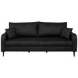 3-SITZER-SOFA in Lederlook Grau - Schwarz/Grau, KONVENTIONELL, Holz/Textil (228/96/97cm) - Carryhome