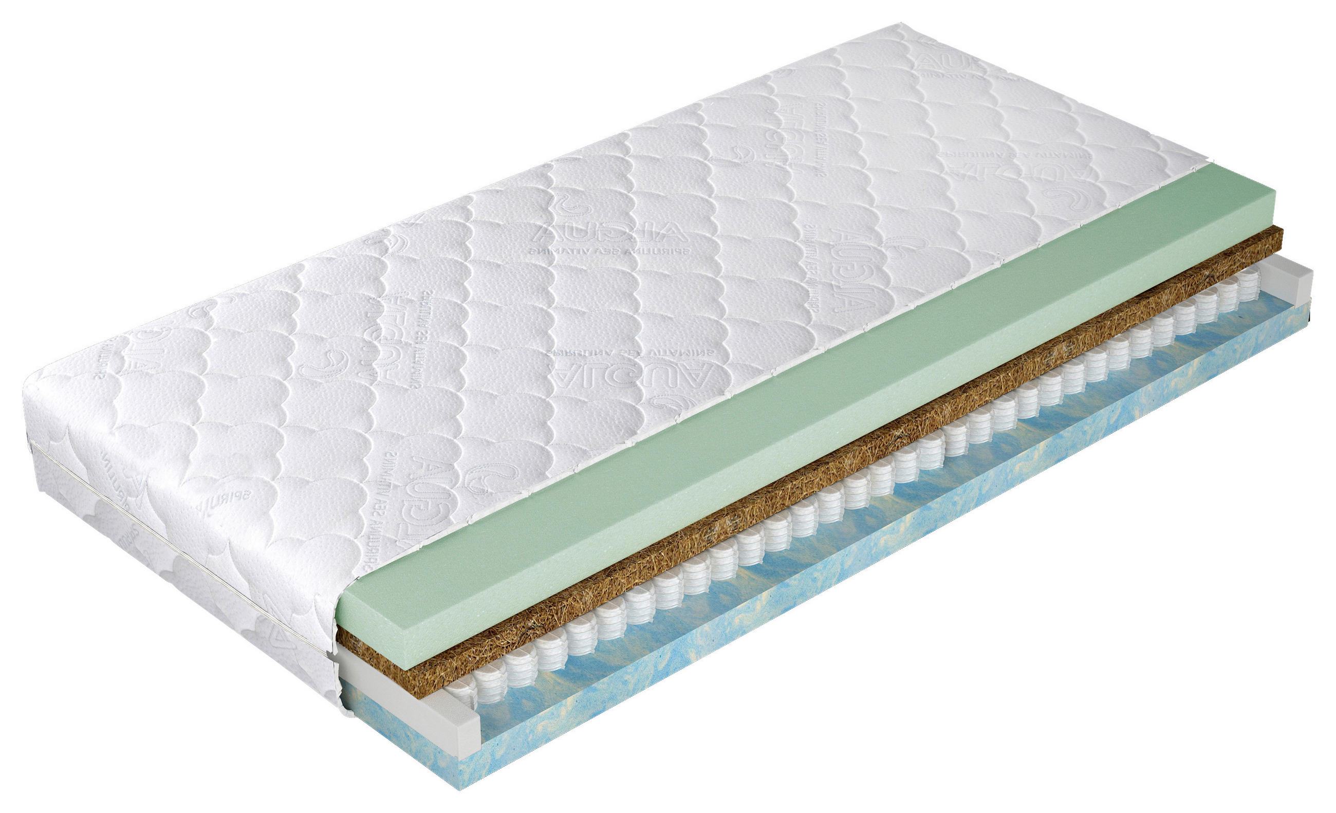 TASCHENFEDERKERNMATRATZE ECO 1 mit Kokos, 160/200 cm, Höhe ca.: 23 cm, H2 = mittel,  - Weiß, Textil (160/200cm)