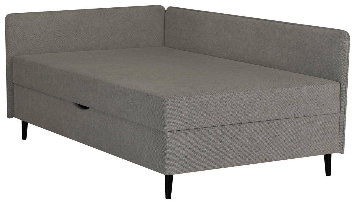 BOXBETT 120/200 cm  in Graphitfarben  - Graphitfarben/Schwarz, Konventionell, Textil (120/200cm) - P & B