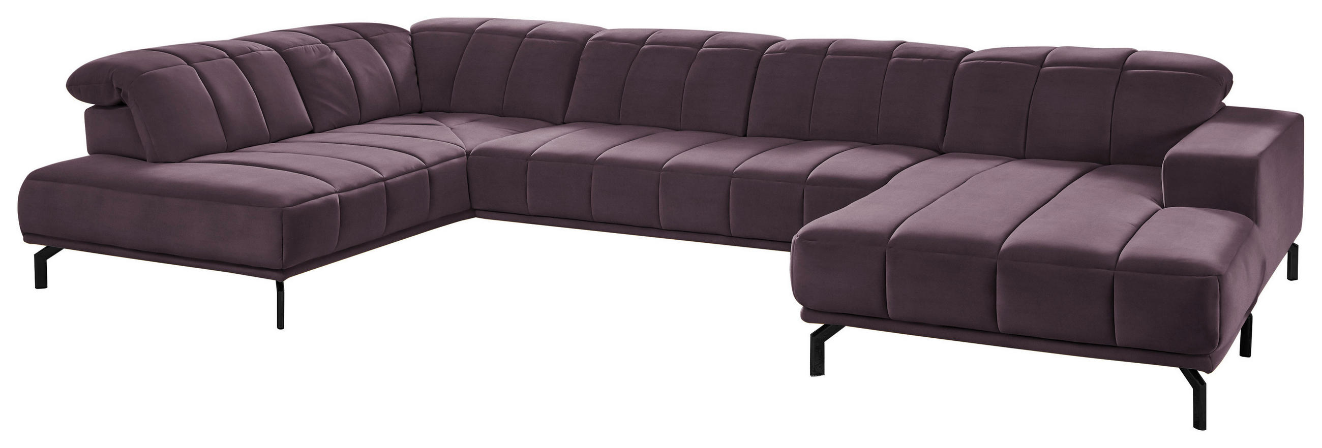 WOHNLANDSCHAFT Lila Velours  - Lila/Schwarz, Design, Textil/Metall (219/383/195cm) - Beldomo Style
