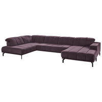 WOHNLANDSCHAFT Lila Velours  - Lila/Schwarz, Design, Textil/Metall (219/383/195cm) - Beldomo Style