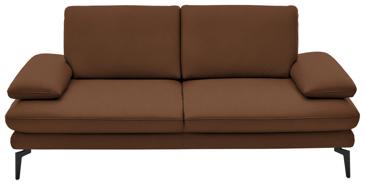 2,5-SITZER in Echtleder Hellbraun  - Hellbraun/Schwarz, Design, Leder/Metall (196/86/104cm) - Dieter Knoll