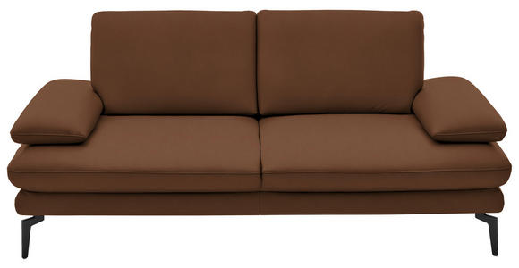 2,5-SITZER  in Echtleder Hellbraun   - Hellbraun/Schwarz, Design, Leder/Metall (196/86/104cm) - Dieter Knoll