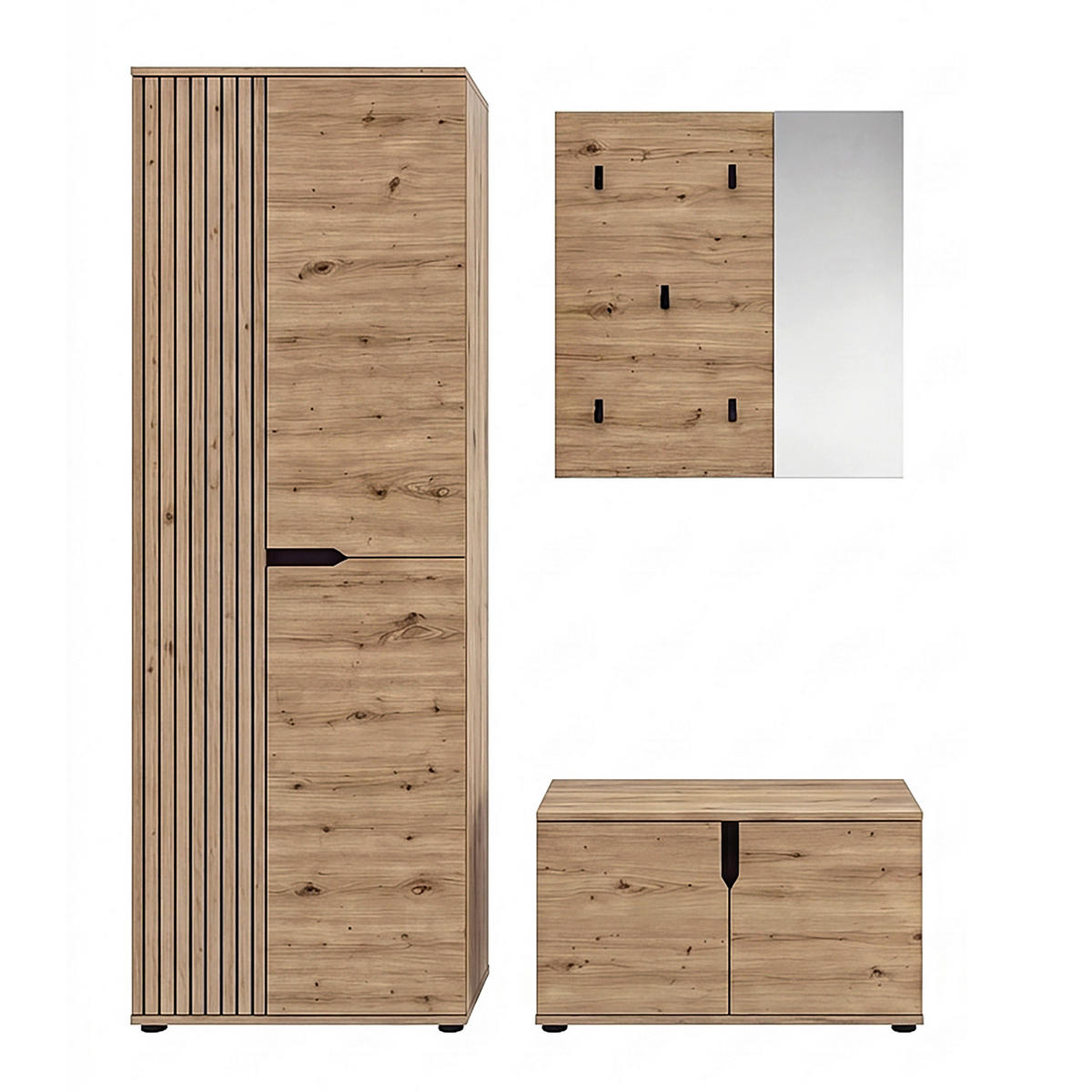 GARDEROBE 3-teilig  in 160/191/37 cm  - Eiche Artisan, Design, Holzwerkstoff (160/191/37cm) - MID.YOU