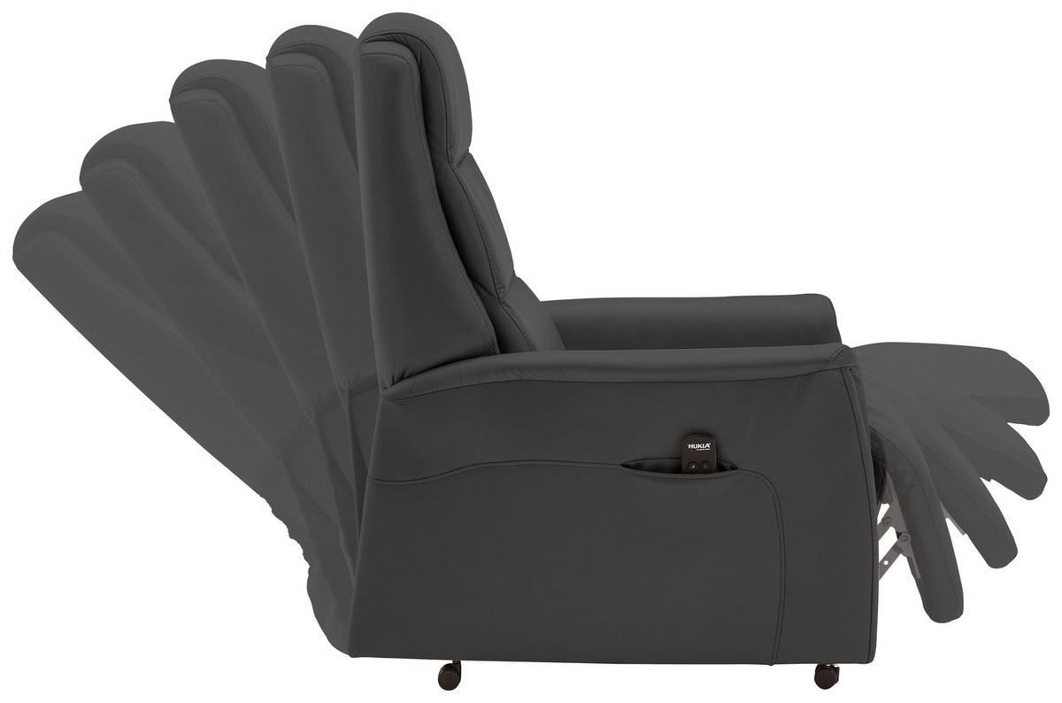 FERNSEHSESSEL  mit Relaxfunktion, Aufstehhilfe, Rücken echt Echtleder Dunkelgrau  - Dunkelgrau/Schwarz, KONVENTIONELL, Leder/Kunststoff (70/107/88cm) - Livetastic