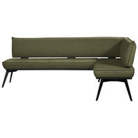 ECKBANK 195/165 cm Webstoff Schwarz, Olivgrün Buche massiv   - Schwarz/Olivgrün, Basics, Holz/Textil (195/165cm) - Carryhome