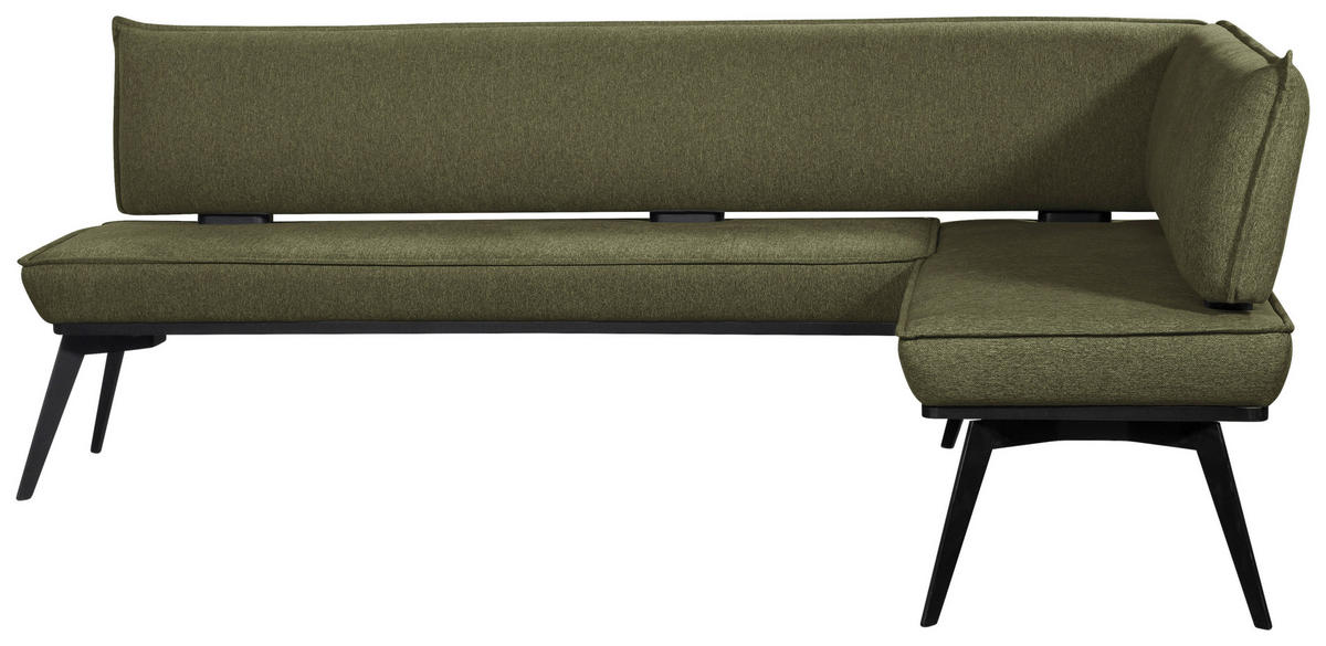 ECKBANK 195/165 cm Webstoff Schwarz, Olivgrün Buche massiv   - Schwarz/Olivgrün, Basics, Holz/Textil (195/165cm) - Carryhome