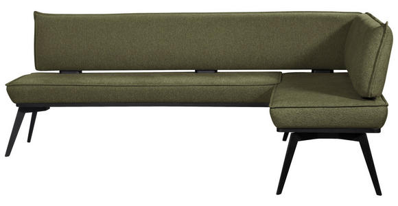 ECKBANK 195/165 cm Webstoff Schwarz, Olivgrün Buche massiv - Schwarz/Olivgrün, Basics, Holz/Textil (195/165cm) - Carryhome