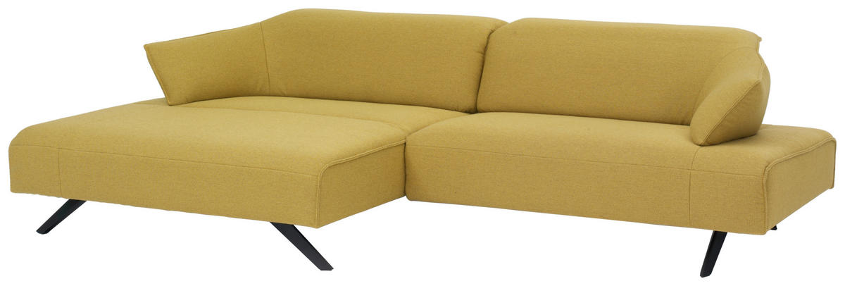 ECKSOFA in Struktur Currygelb  - Currygelb/Anthrazit, Design, Textil/Metall (165/276cm) - Himolla