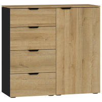 KOMMODE 90/87/43 cm  in Schwarz, Eichefarben  - Eichefarben/Schwarz, Design, Holzwerkstoff/Kunststoff (90/87/43cm) - Jutzler