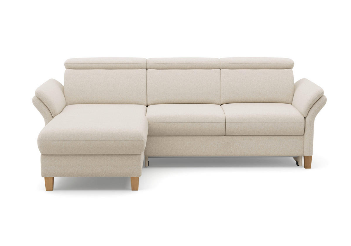 ECKSOFA Flachgewebe Creme  - Eichefarben/Creme, Konventionell, Holz/Textil (166/253cm) - Sit & More