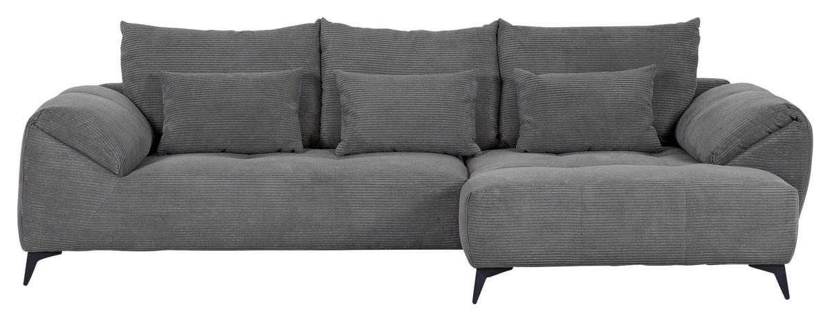 ECKSOFA in Cord Dunkelgrau  - Dunkelgrau/Schwarz, Konventionell, Textil/Metall (311/176cm) - Carryhome